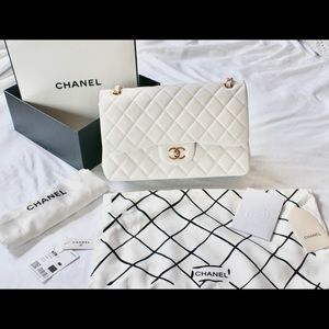 CHANEL White Jumbo Flap Bag